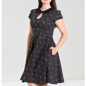 Hell Bunny Women's Cherry Print Sophie Fit Flare Dress NWOT Sz XL